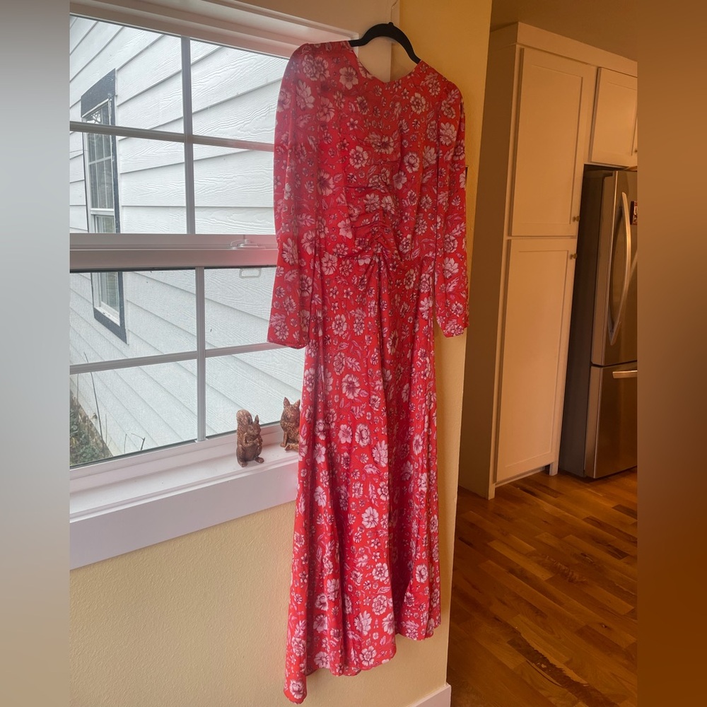 J. Crew Midi Satin Dress in Poppy Fields